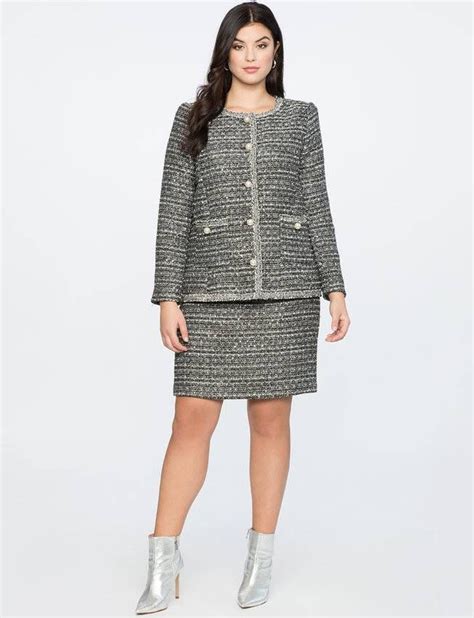 plus size chanel type tweed